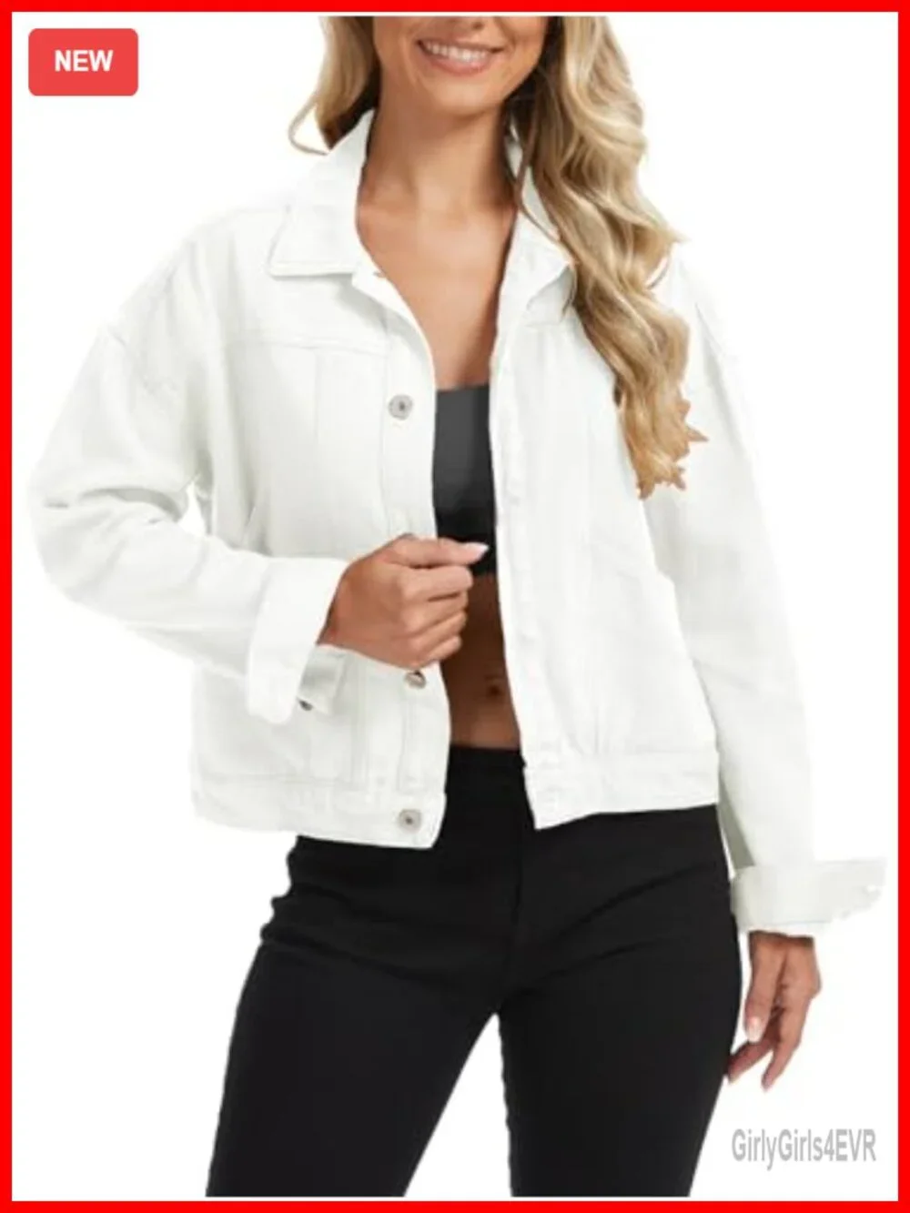 Oversized Cropped Denim Jacket Button Down Shacket Trucker Coat Multi Pockets